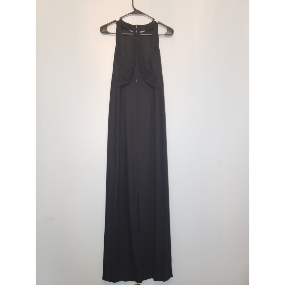 Liz Claiborne Night Womens 4 Formal Dress Black Sleeveless Beaded Maxi Open Back - Picture 2 of 9